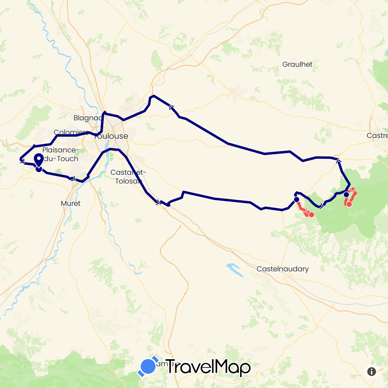 TravelMap itinerary: driving, hiking in France (Europe)